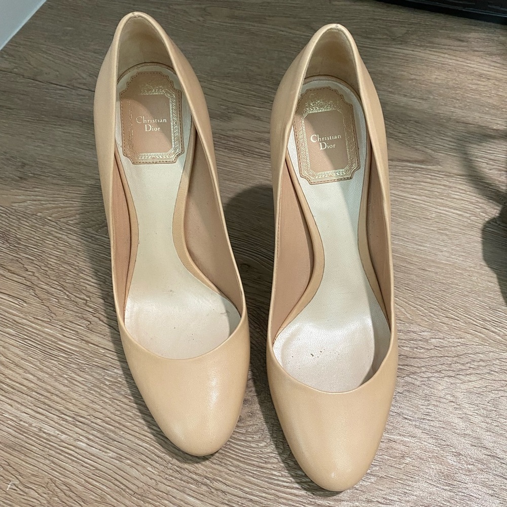 Christian Dior gold and nude heels